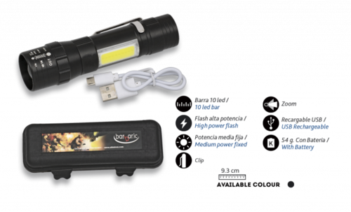 Lanterna com zoom, barra de leds e caixa de ABS